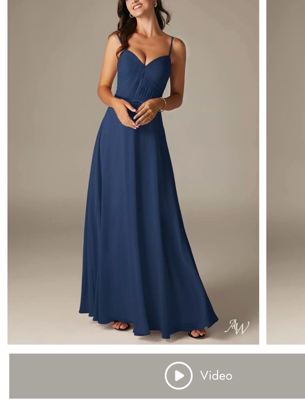 Chiffon Navy Maxi Dress with Sweetheart Neckline